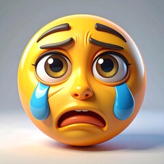 3D rendered sad emoji with tears