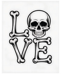 Skull and bone love typography