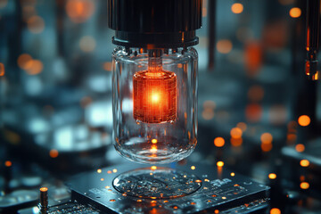 Glass jar transformed into a light bulb.