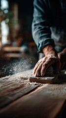 Crafting wood with care in slow motion reveals the beauty of craftsmanship and dedication to detail