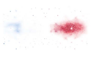 Decorative fireworks banner with glowing trails of red white and blue representing unity freedom and cultural tradition isolated on transparent background PNG