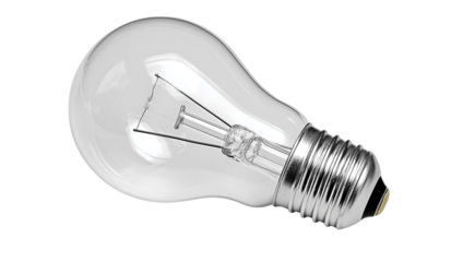 A light bulb is sitting on a white background