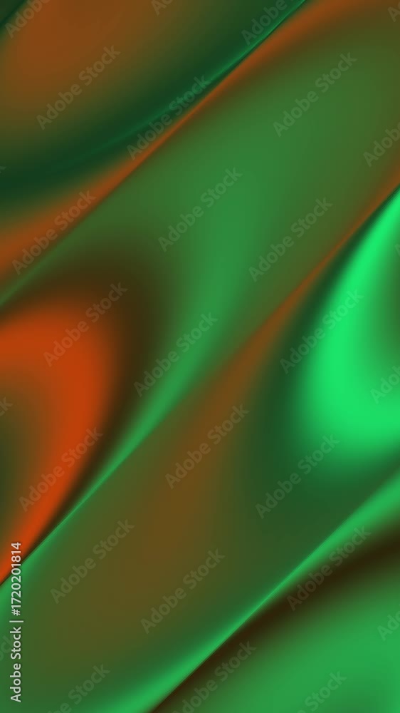 Poster abstract green and orange wave gradient liquid background with smooth, flowing lines and soft textur
