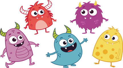 Fototapeta premium Happy Halloween. Monster colorful silhouette head face icon set line. Eyes, tongue, tooth fang, hands up. Cute cartoon kawaii scary funny baby character. White background. Flat design.