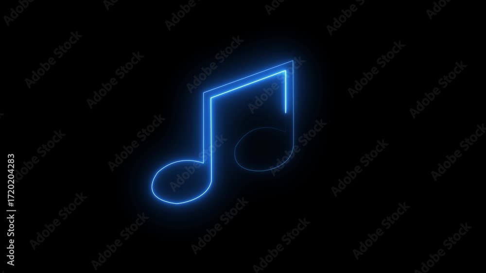 Poster glowing neon line audio music player icon animation waves or sound frequency in lines video footage 