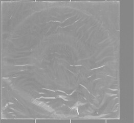 Wrinkled Clear Plastic Sheet on Gray Background plastic wrap isolated on a transparent background