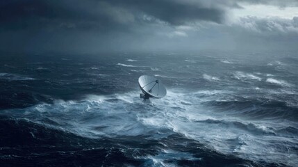 stormy sea satellite dish lonely ocean