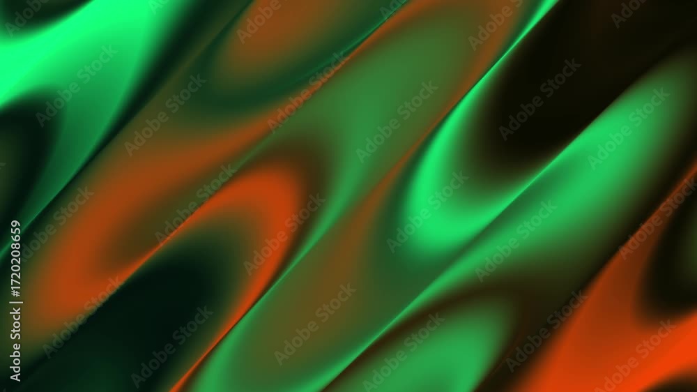 Poster abstract wave gradient liquid background with flowing diagonal lines. dynamic green and orange fluid