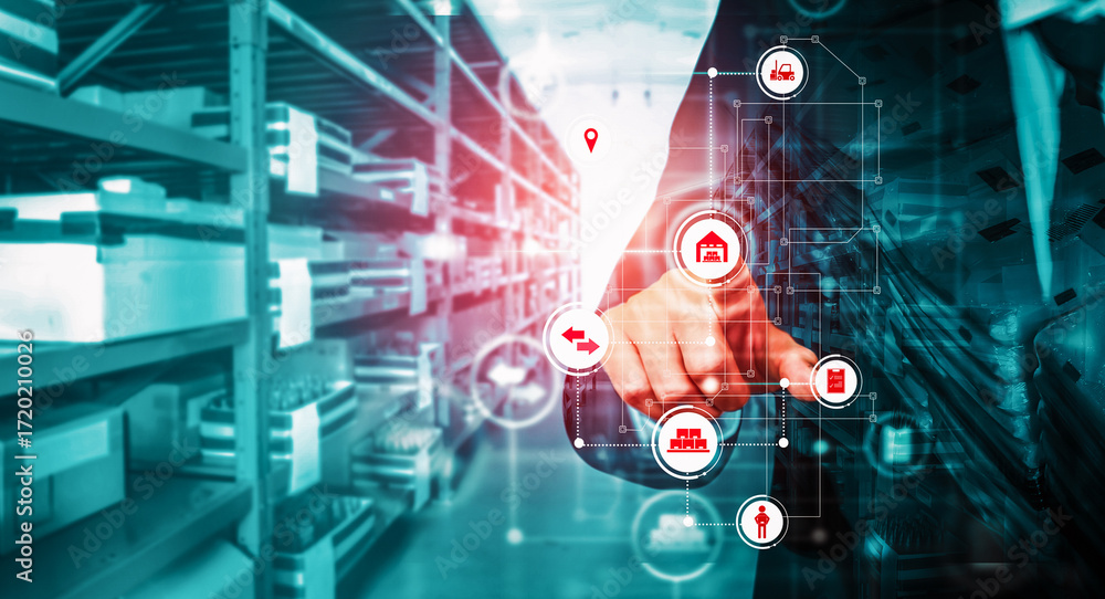 Poster smart warehouse management system with innovative internet of things technology to identify package 