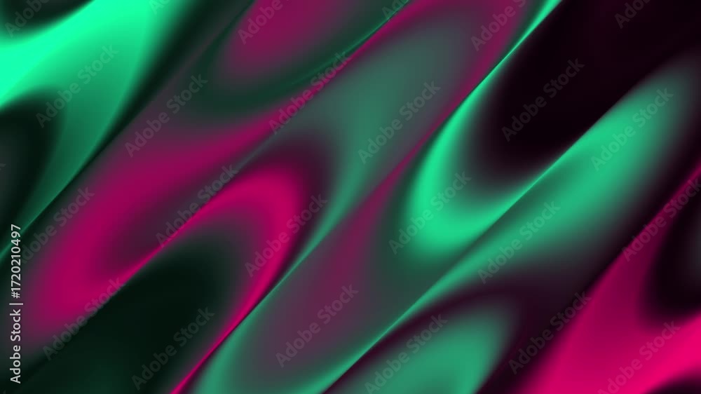 Poster abstract liquid wave gradient background with vibrant magenta and green colors. smooth, flowing line