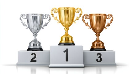 Competition Success Trophy Collection on Stage.Generative AI