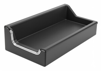 Modern black container with sleek chrome accent for versatile storage uses