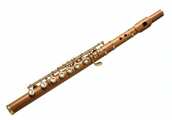 Elegant wooden baroque flute displayed against a pristine white backdrop