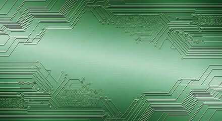 Abstract Green Electronic Circuit Background with Metallic Sheen