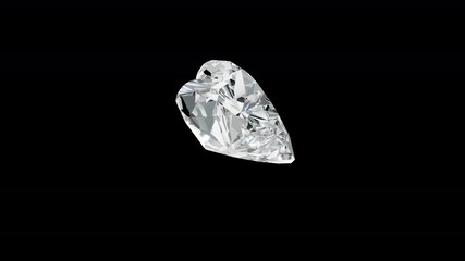 Rotating heart shape white diamond with transparent background , alpha channel - Powered by Adobe