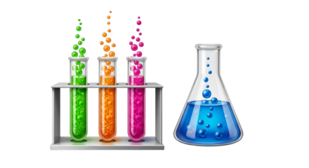 Colorful Chemical Reactions in Laboratory Glassware