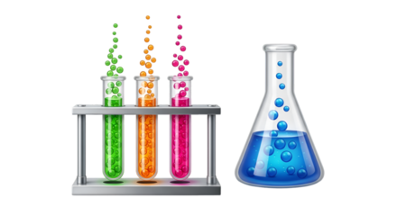 Colorful Bubbling Science Experiments in Lab Glassware