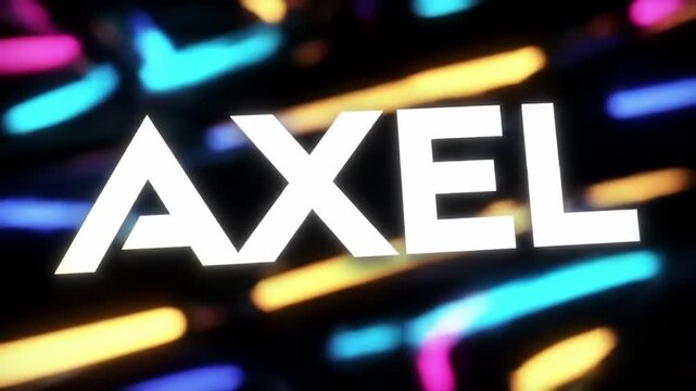 White letters AXEL on a dark background with vibrant blurred neon lines