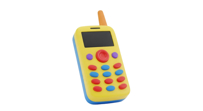Colorful Toy Cell Phone with Buttons and Antenna - Powered by Adobe