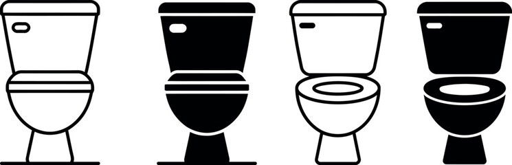 Modern toilet seat vector icons for bathroom and restroom sign design