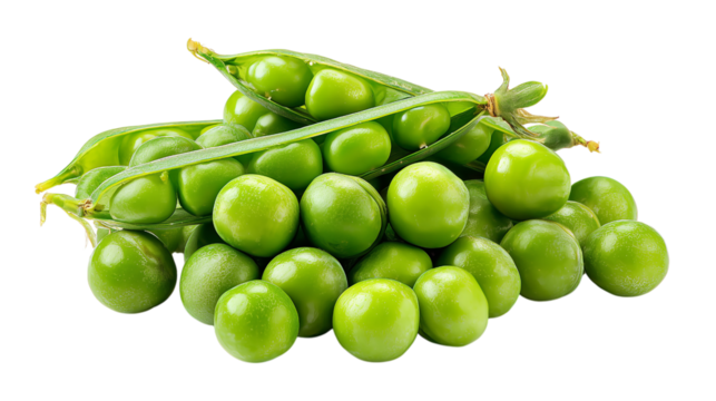 A bunch of green peas are piled on top of each other