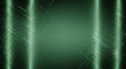 Abstract Green Technology Background with Digital Circuit Lines and Metal Texture