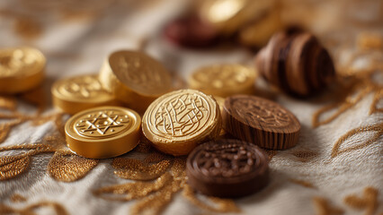 Hanukkah Gelt and Star-Shaped Chocolates – Traditional Sweets for Jewish Festival of Lights