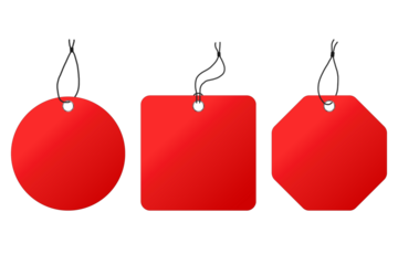 Set of price tag. Sale and New Label collection set in red and white colors. Set labels on transparent background. Vector EPS 10