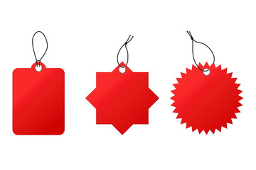 Set of price tag. Sale and New Label collection set in red and white colors. Set labels on transparent background. Vector EPS 10