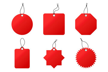 Set of price tag. Sale and New Label collection set in red and white colors. Set labels on transparent background. Vector EPS 10