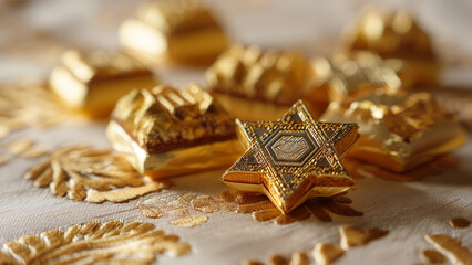 Hanukkah Gelt and Star-Shaped Chocolates – Traditional Sweets for Jewish Festival of Lights