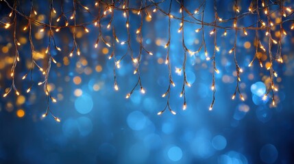 christmas lights blue background festive decor glow night holiday