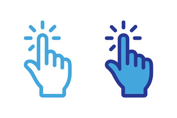 Fototapeta premium Hand click pointer icon set blue digital interface