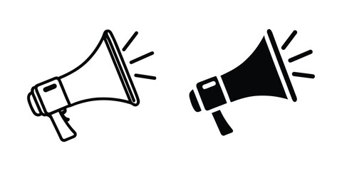 Megaphone broadcast icons for announcement and promotion