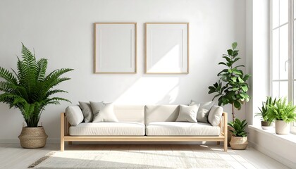 Modern Living Room with Sofa and Cushions interior home