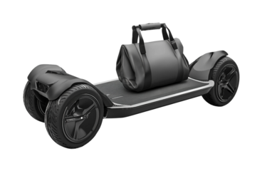 Foldable personal hoverboard with integrated digital controls illustrated as a futuristic mobility device for urban commuting and creative technology isolated on transparent background PNG