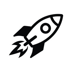 Simple rocket launching into space icon symbol design