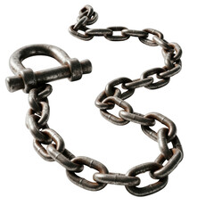 Fototapeta premium Heavy metal chain with shackle connected symbolizing strength security and binding materials transparent background