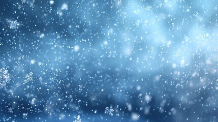 Fototapeta premium snowy blue bokeh winter background holiday season template