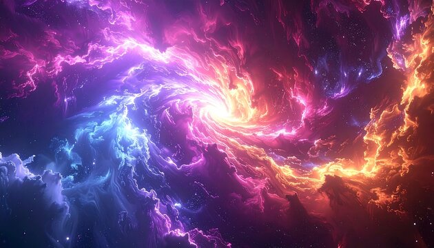 Abstract swirling nebula of vibrant colors - Powered by Adobe