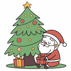santa claus and christmas tree