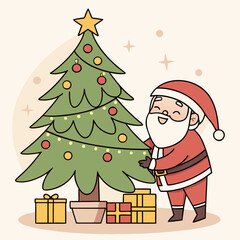santa claus and christmas tree