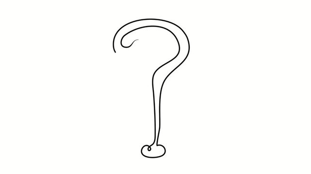Question, problem, question mark, object business. One line drawing doodle hand drawn picture. Video 4k  object illustration, minimalism hand drawn sketch design modern new