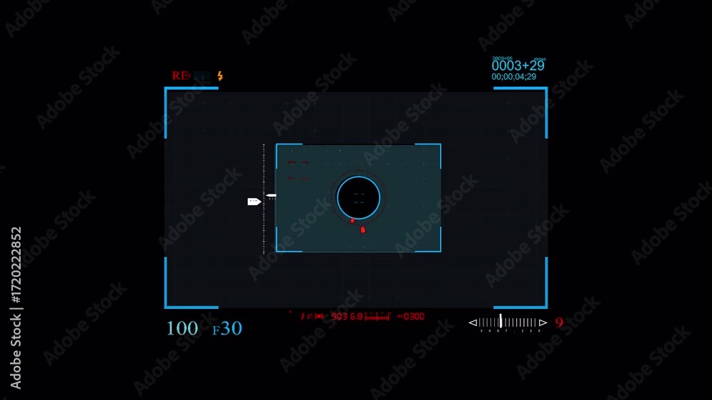 Poster futuristic hud interface displaying target acquisition and data analysis.