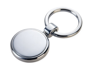 Round Silver Metal Keychain with Ring on Background key ring shiny isolated on a transparent background