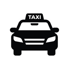 Obraz premium Classic black taxi cab silhouette icon with taxi sign