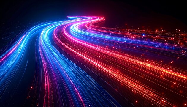 Abstract swirling neon light trails
