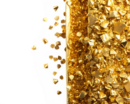 Scattered Gold Leaf Flakes on White and Grey Background foil metallic isolated on a transparent background - Powered by Adobe