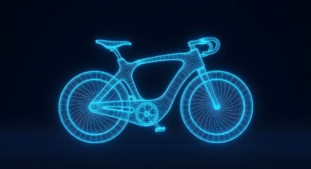 Fototapeta premium Wireframe Electric Bicycle Design With Glowing Blue Lines bike ebike