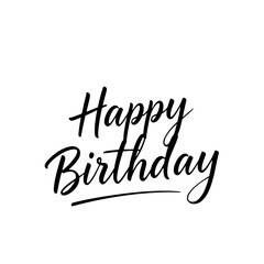 Happy Birthday Calligraphy: Elegant Black Script on White Background
